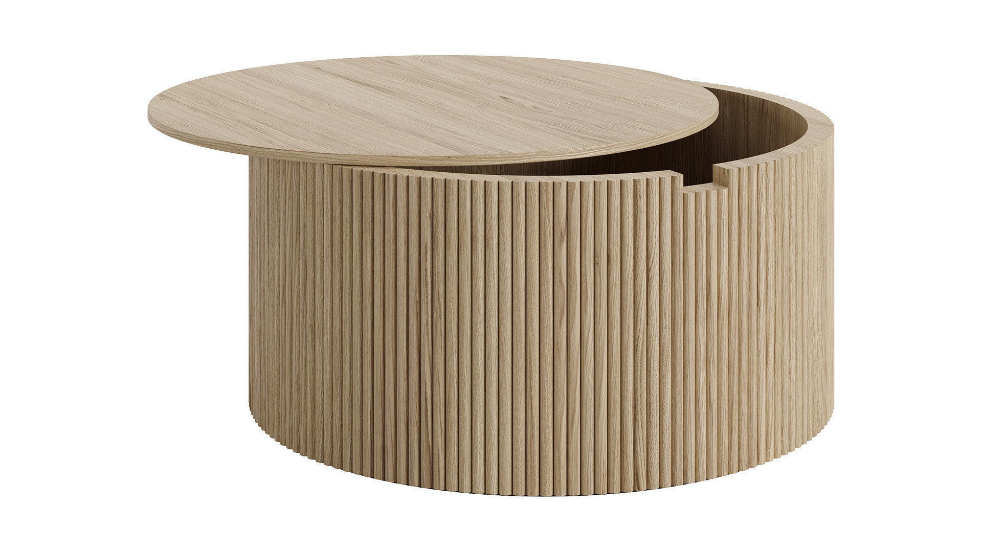 Modern Round Wood Coffee Table Set by Homary 3D model_1
