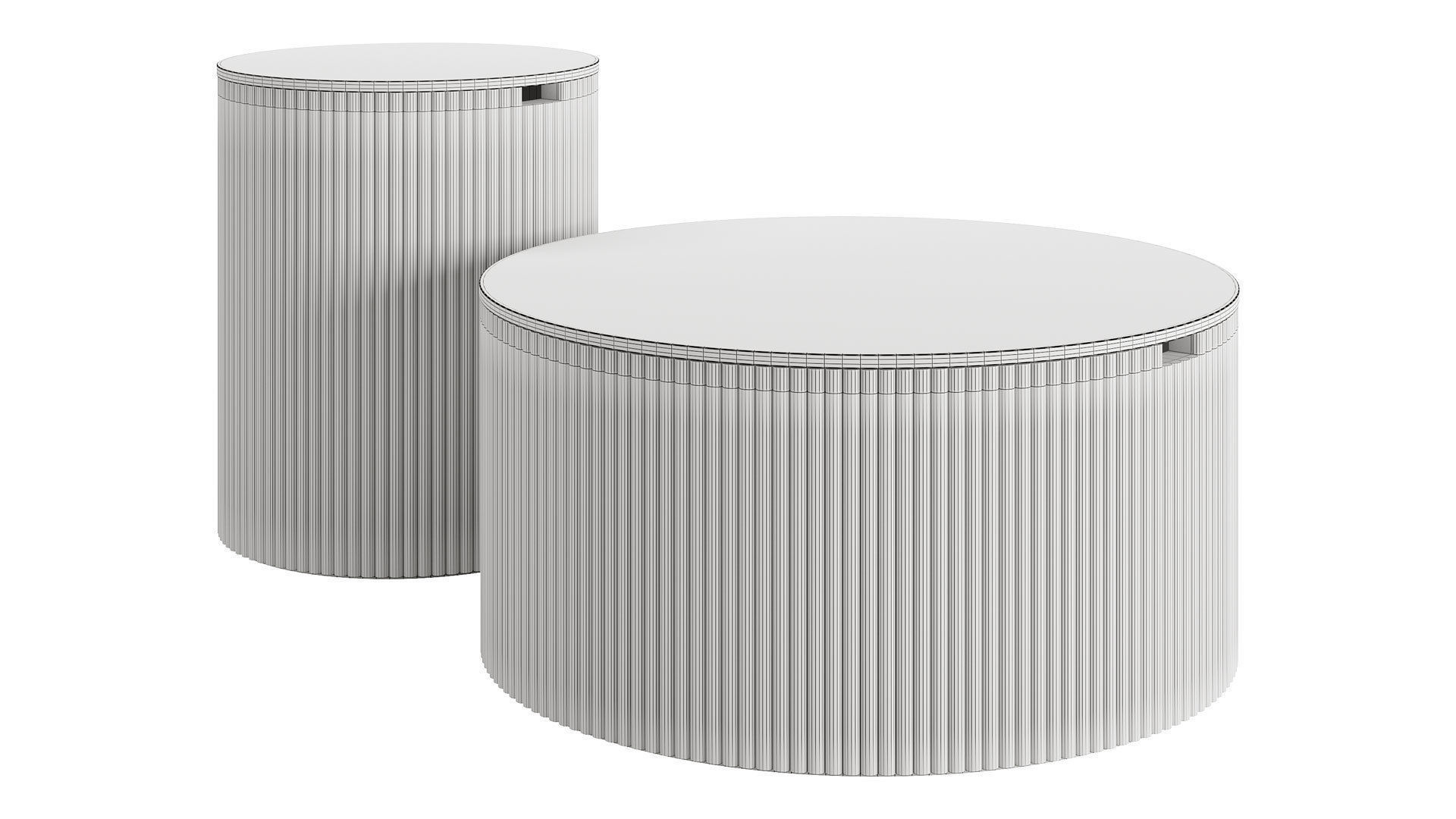 Modern Round Wood Coffee Table Set by Homary 3D model_5