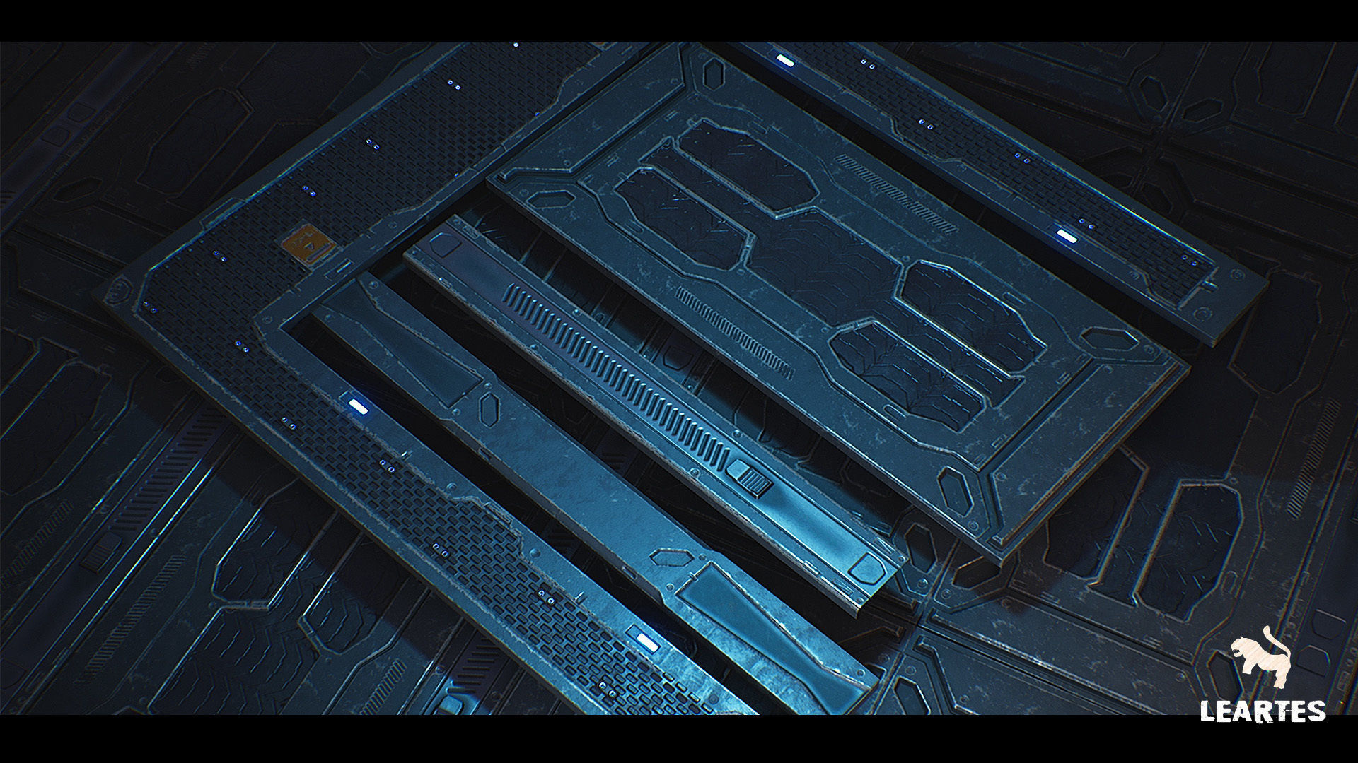Sci-Fi Futuristic Corridor Low-poly 3D model_23