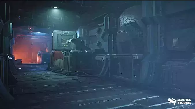 Sci-Fi Futuristic Corridor Low-poly 3D model