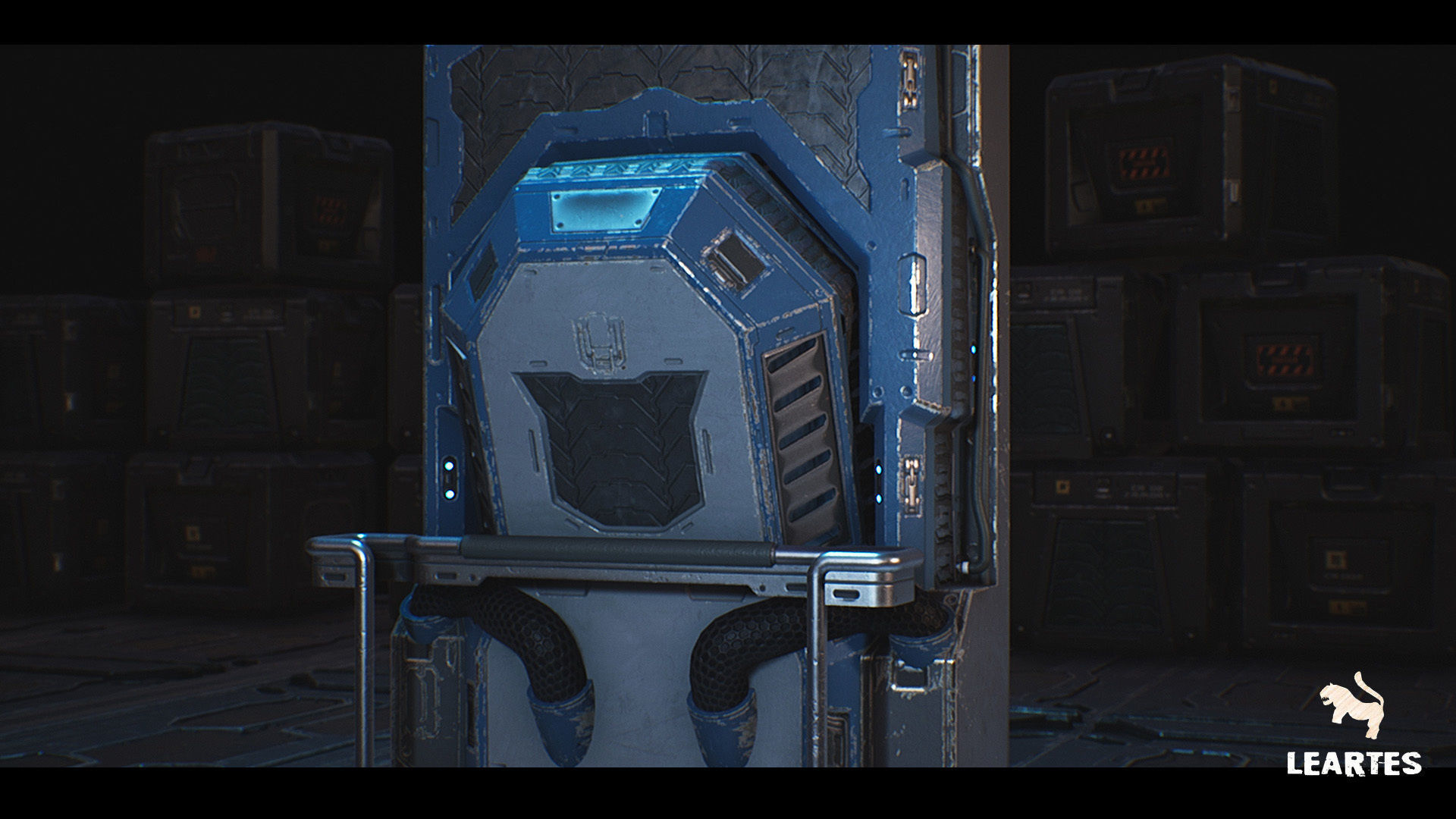 Sci-Fi Futuristic Corridor Low-poly 3D model_29