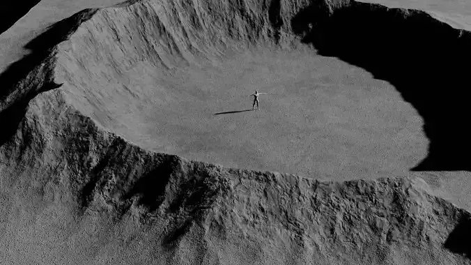 Mars and Moon craters for level design of alien planets Low-poly 3D model