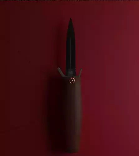 Low-Poly knife on wall