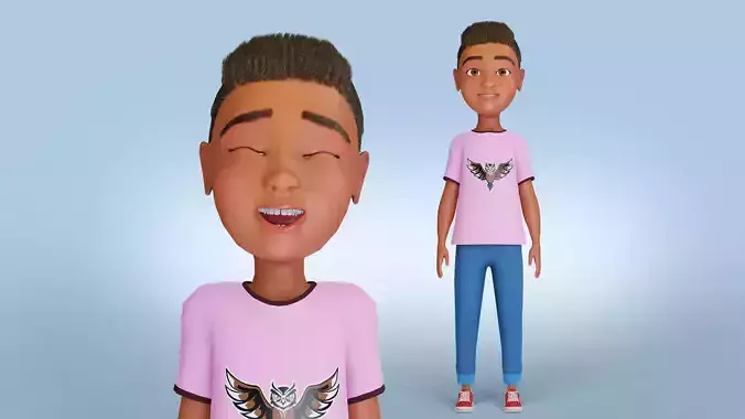 Fur Boy Teen Full Rigged in Blender