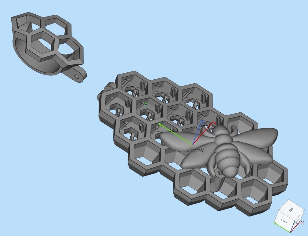 Pendant with honeycombs on which a bee sits 723 3D print model_11
