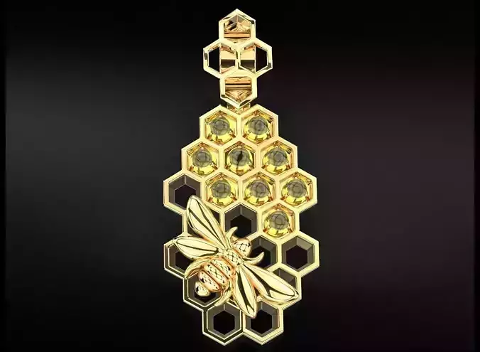 Pendant with honeycombs on which a bee sits 723 3D print model