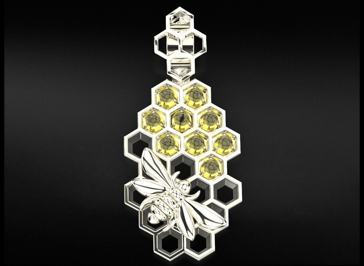 Pendant with honeycombs on which a bee sits 723 3D print model_6