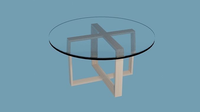 Wood and glass table  3D print model