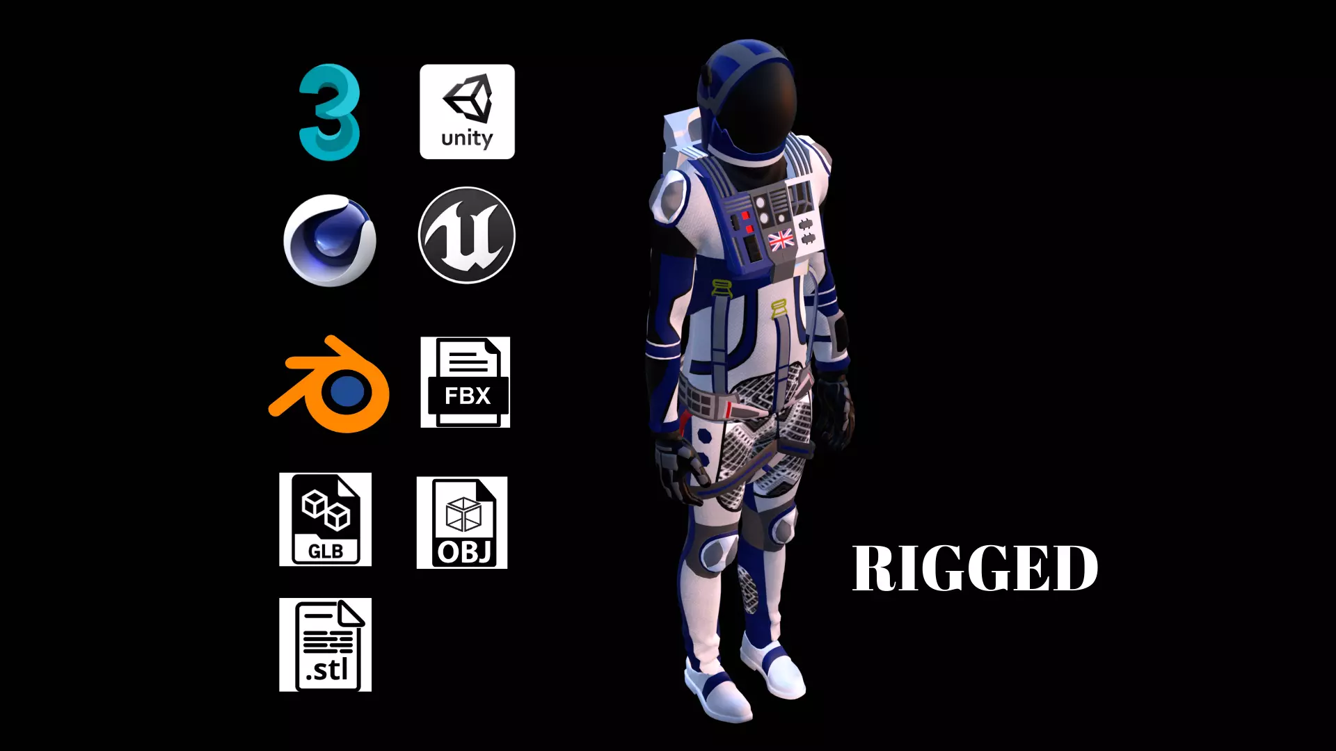 Astronaut Spacesuit United Kingdom 3D model