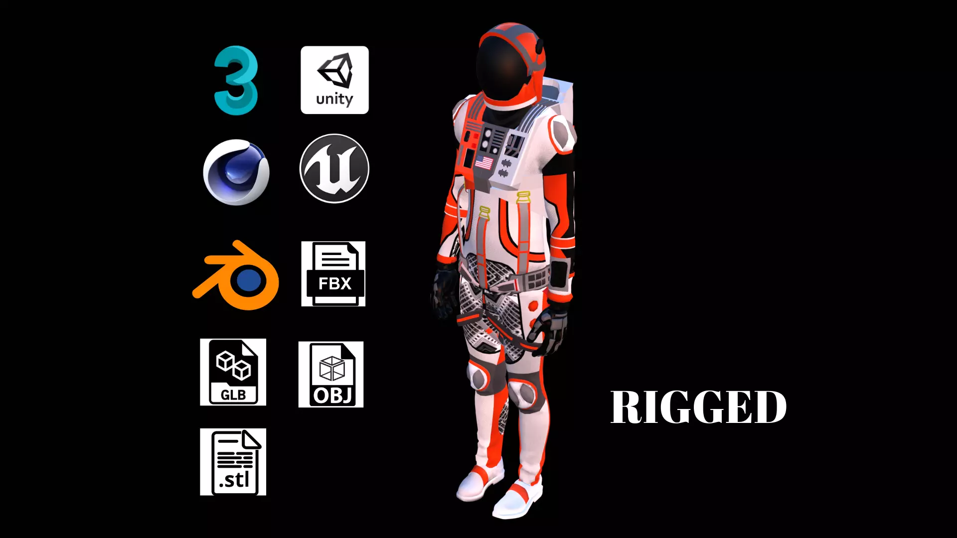 Astronaut Spacesuit Us 3D model