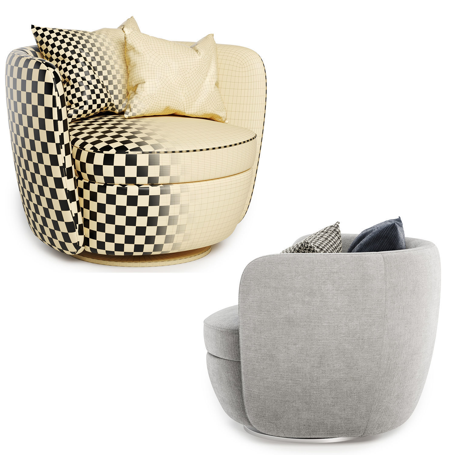 Bellagio swivel armchair 3D model_4