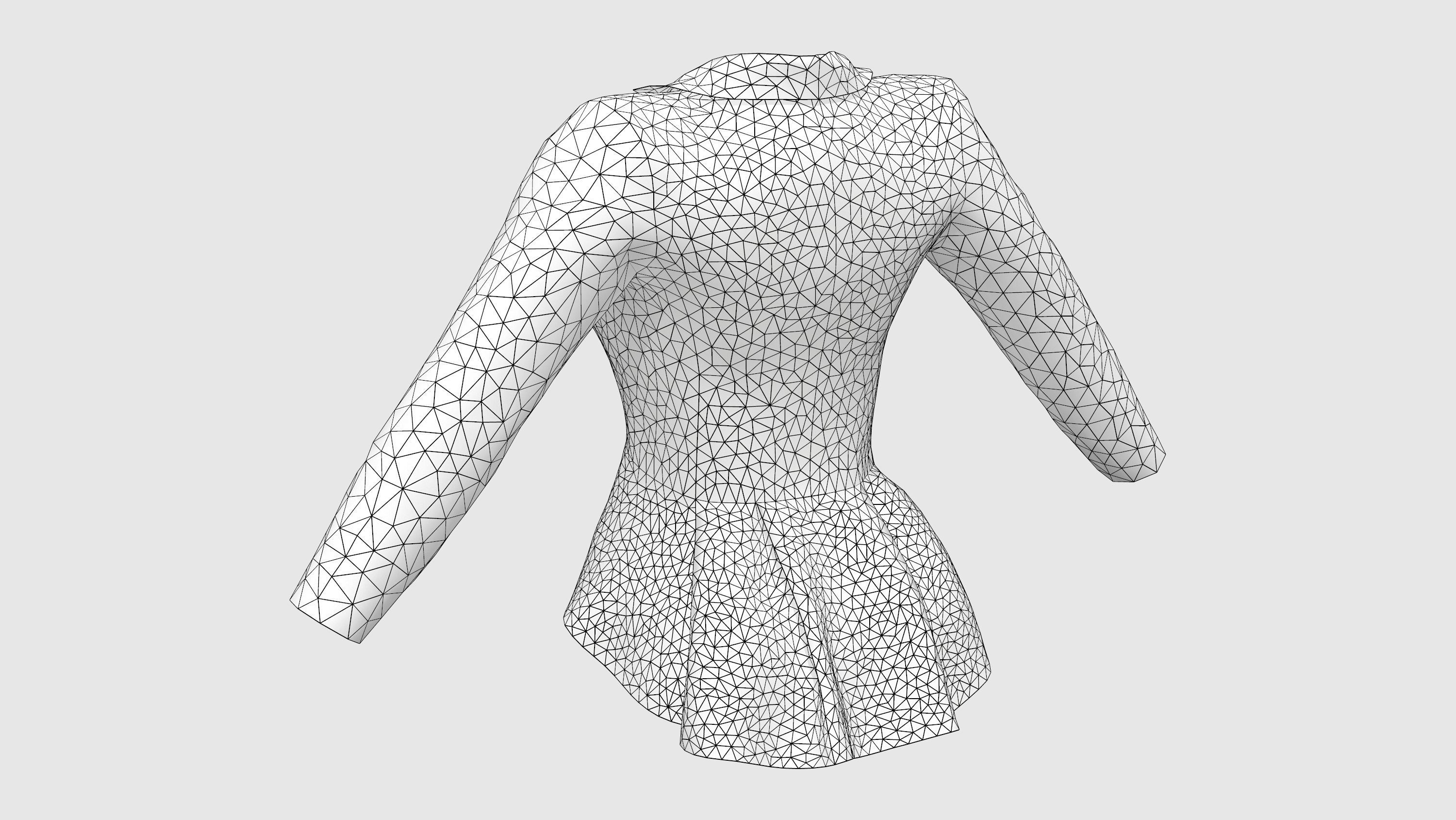 Ladies Peplum Style Jacket Low-poly 3D model_7