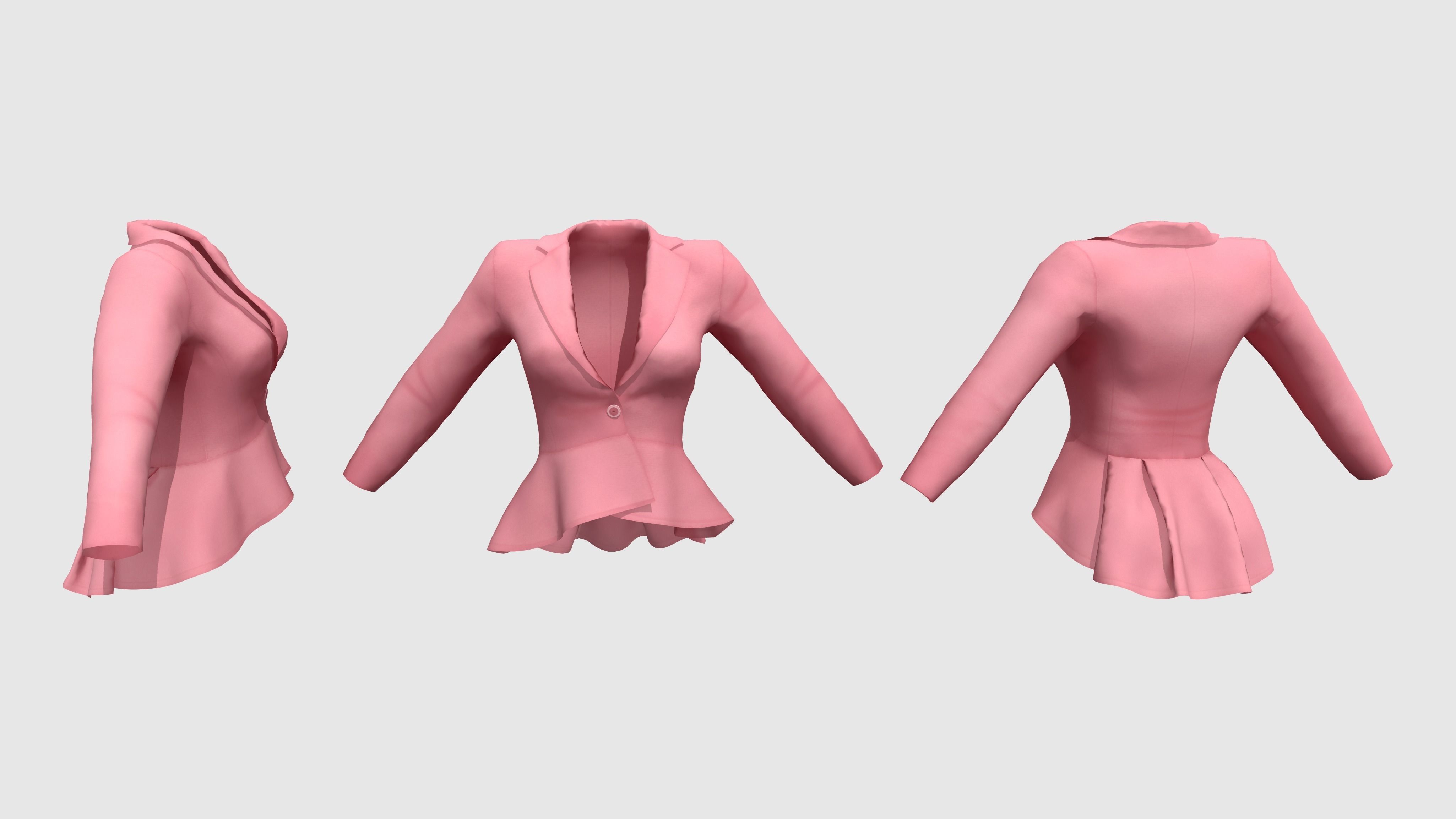 Ladies Peplum Style Jacket Low-poly 3D model_4