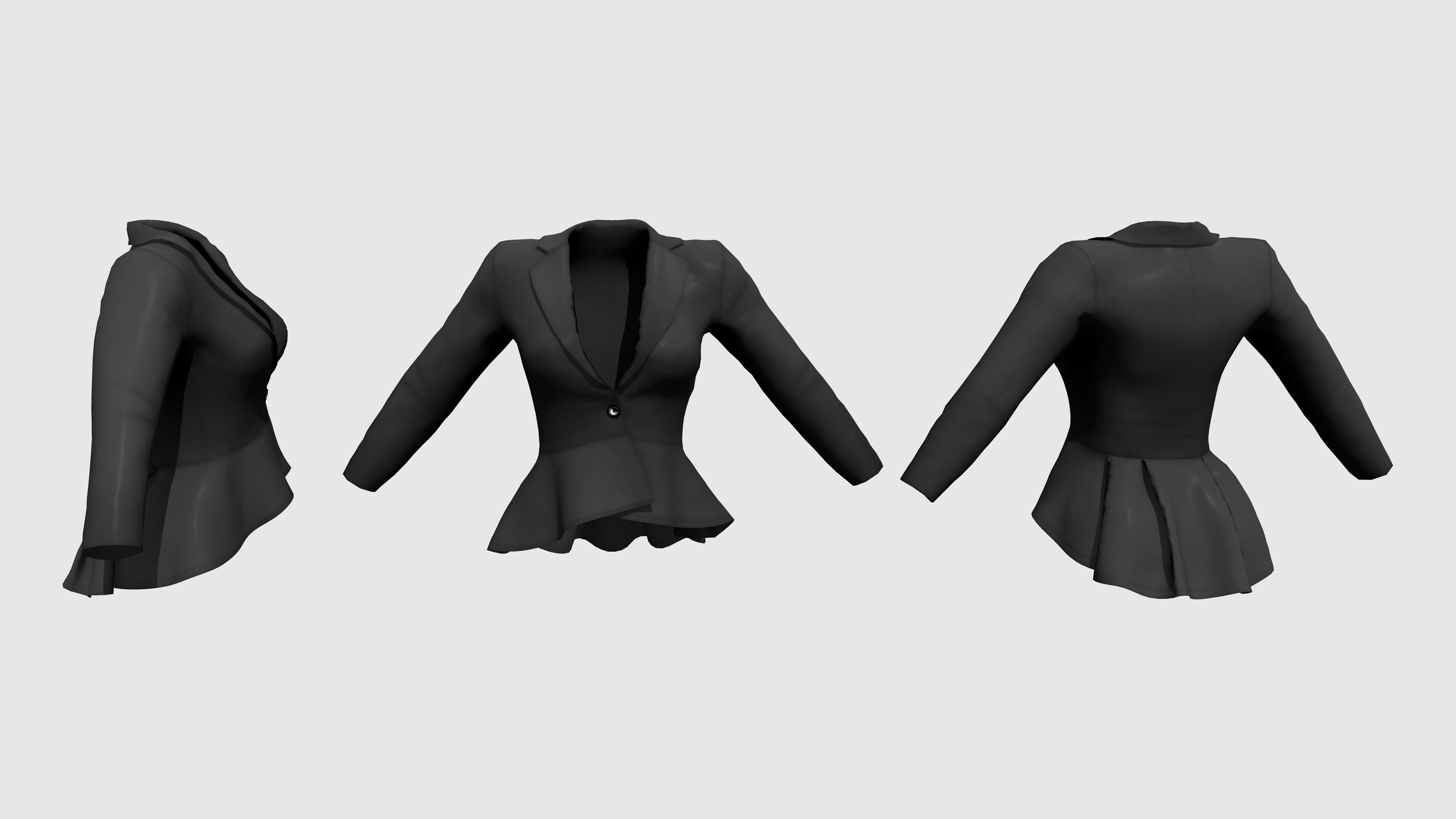 Ladies Peplum Style Jacket Low-poly 3D model_5
