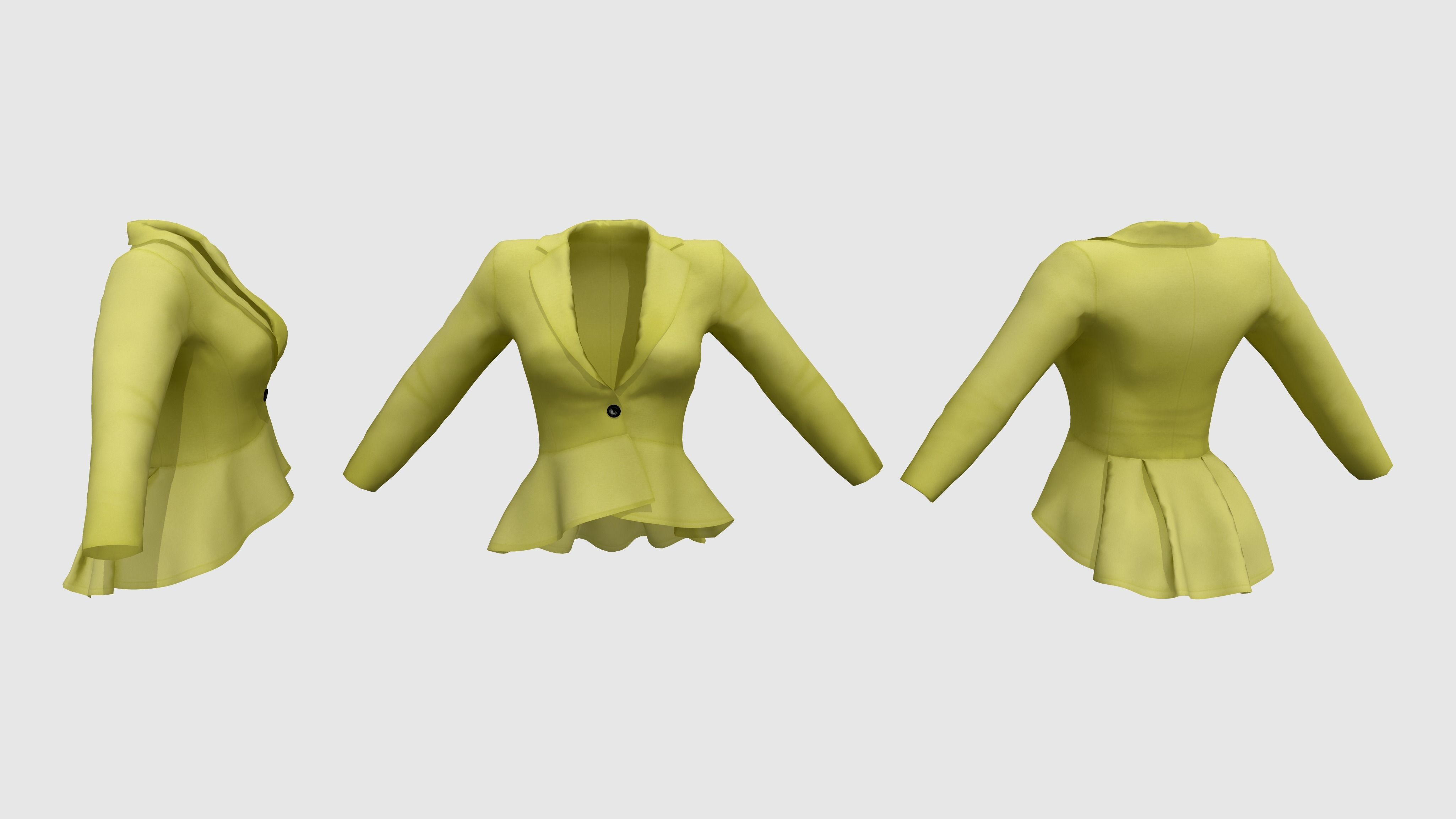 Ladies Peplum Style Jacket Low-poly 3D model_3