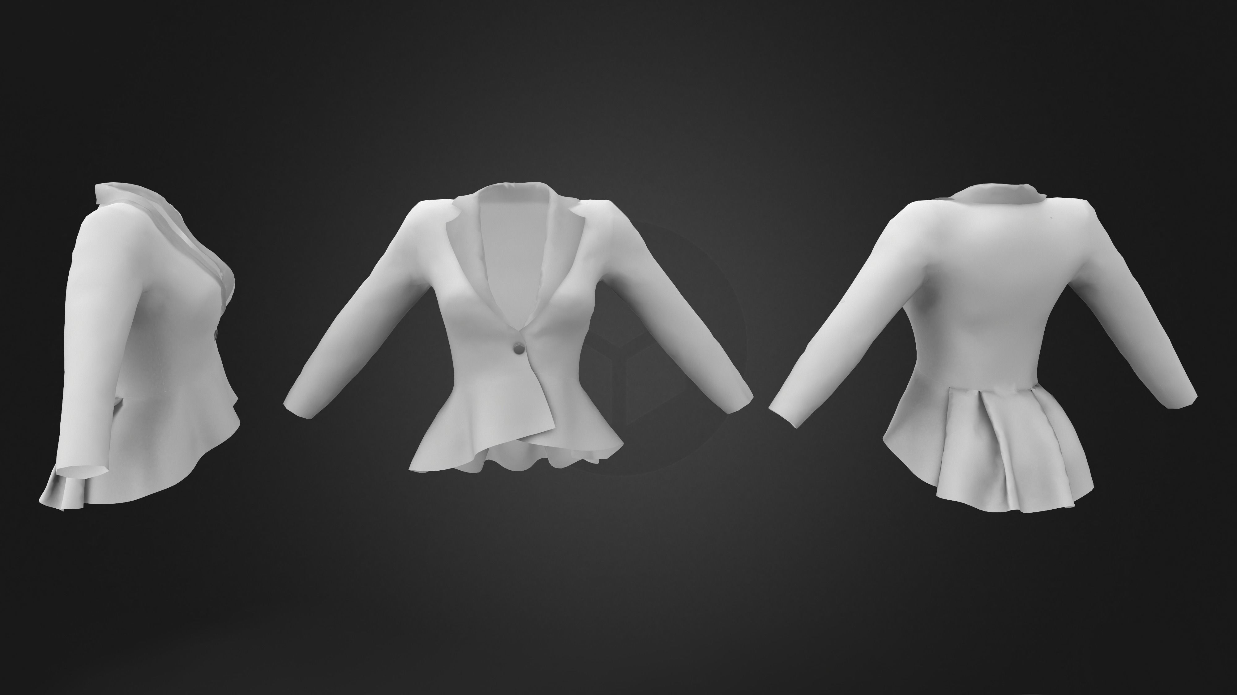 Ladies Peplum Style Jacket Low-poly 3D model_8