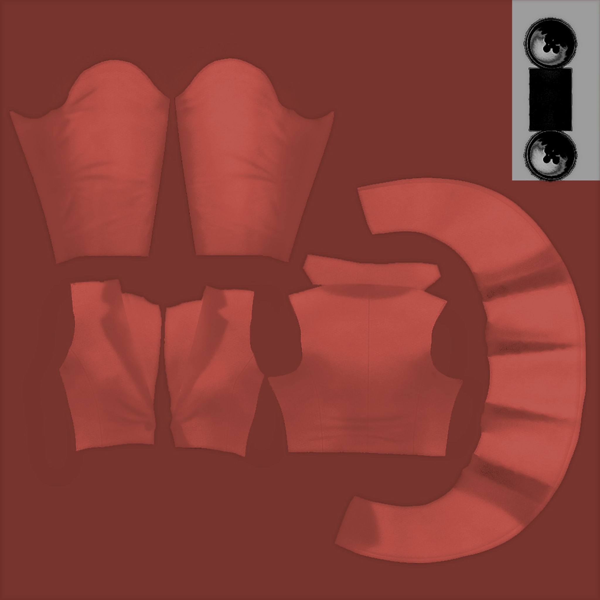 Ladies Peplum Style Jacket Low-poly 3D model_10