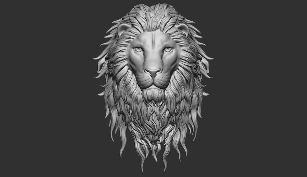 lion head pendant 3D print model_4