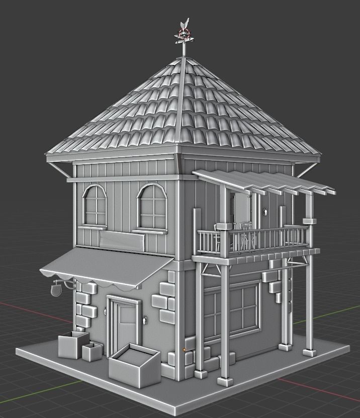 Enterable Grocery and Home Low-poly 3D model_11