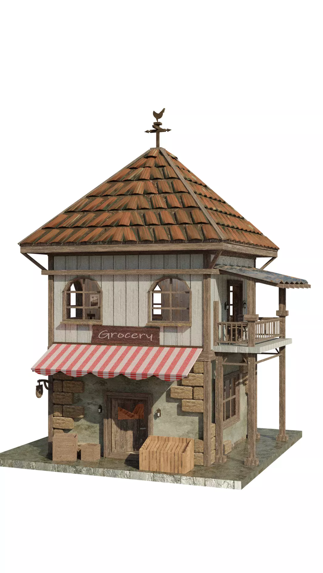 Enterable Grocery and Home Low-poly 3D model_0