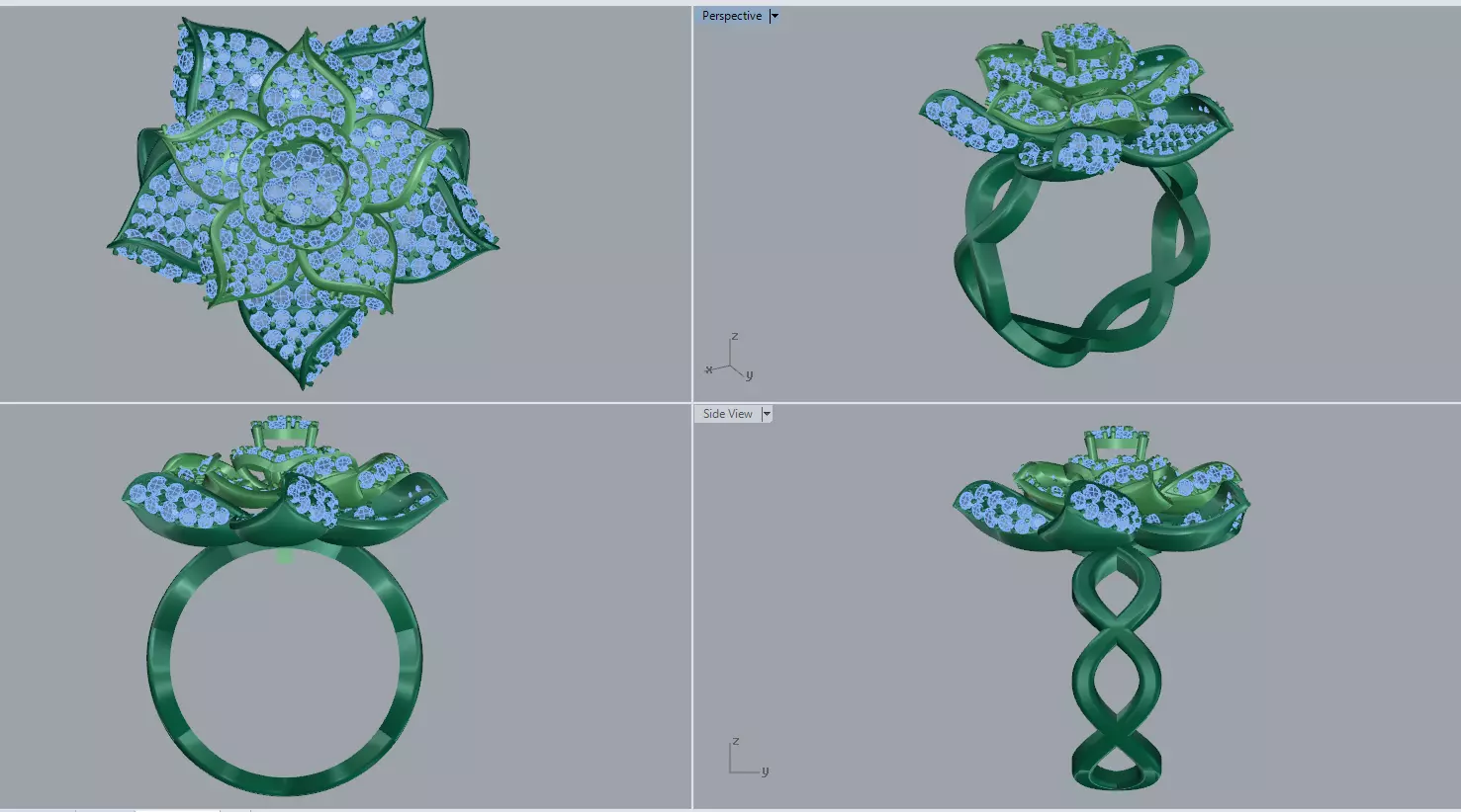 diamond ring  3D print model_0