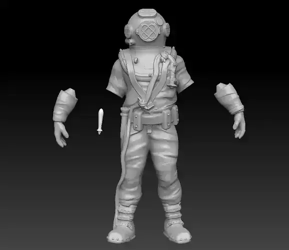 NEW Mark V Diver 3d Print Ready  Just Added Dive Bag 3D print model