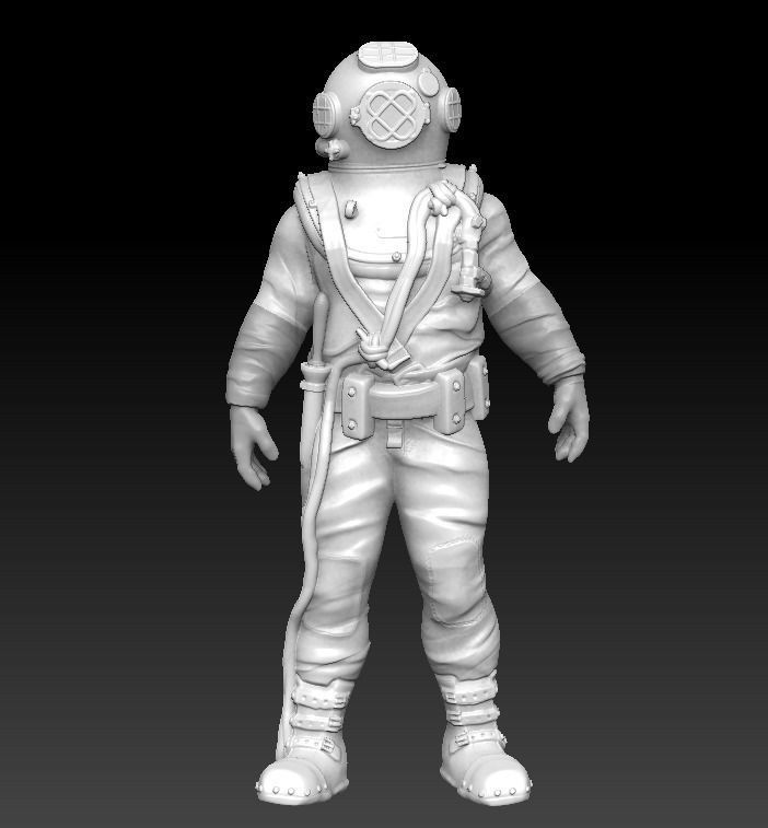 NEW Mark V Diver 3d Print Ready  Just Added Dive Bag 3D print model_1