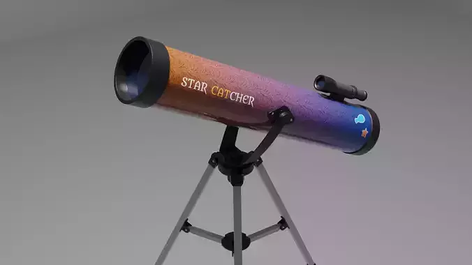 Star Catcher Telescope Low-poly 3D model