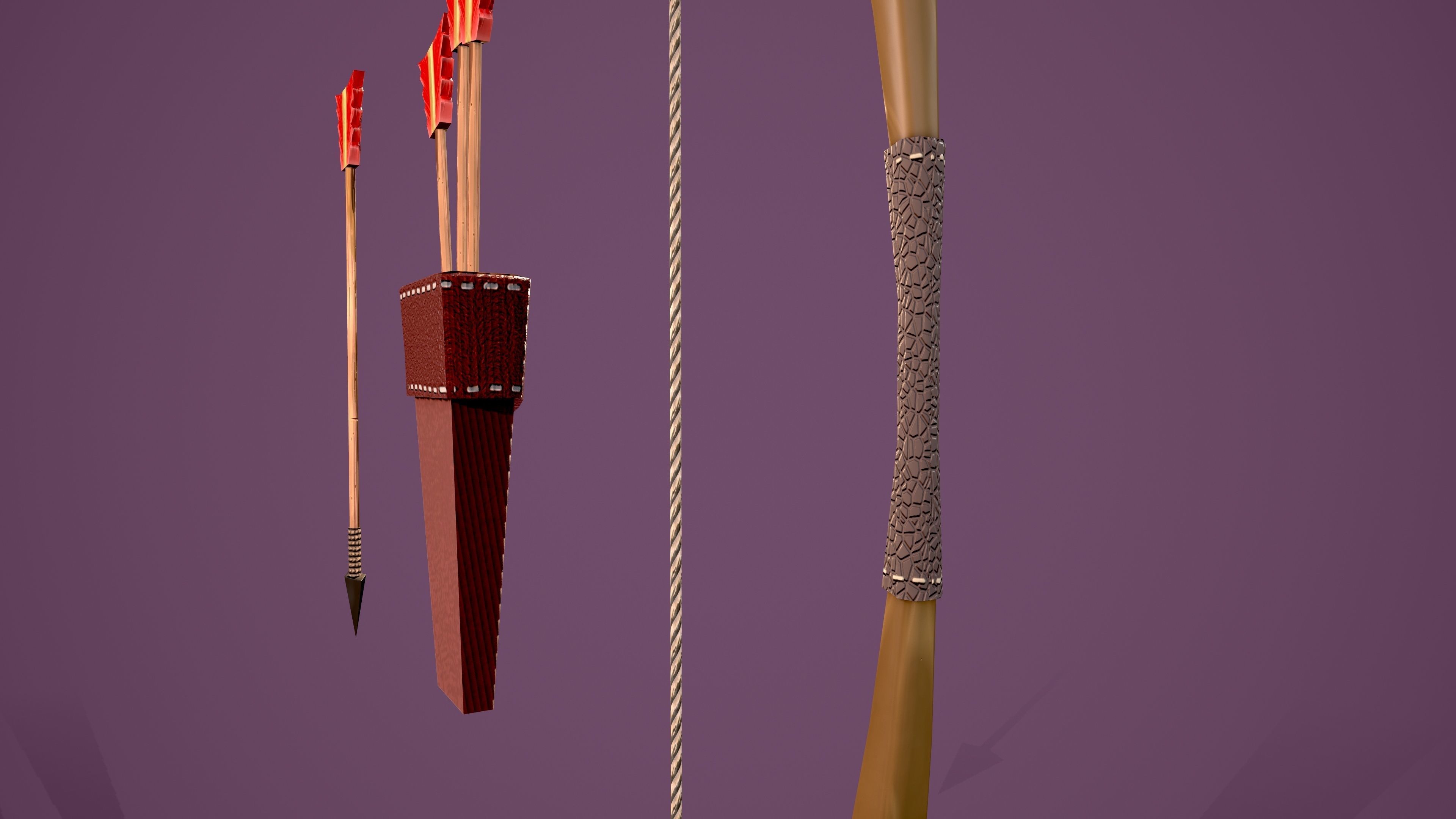 Archer boy with bow and arrow Low-poly 3D model_11