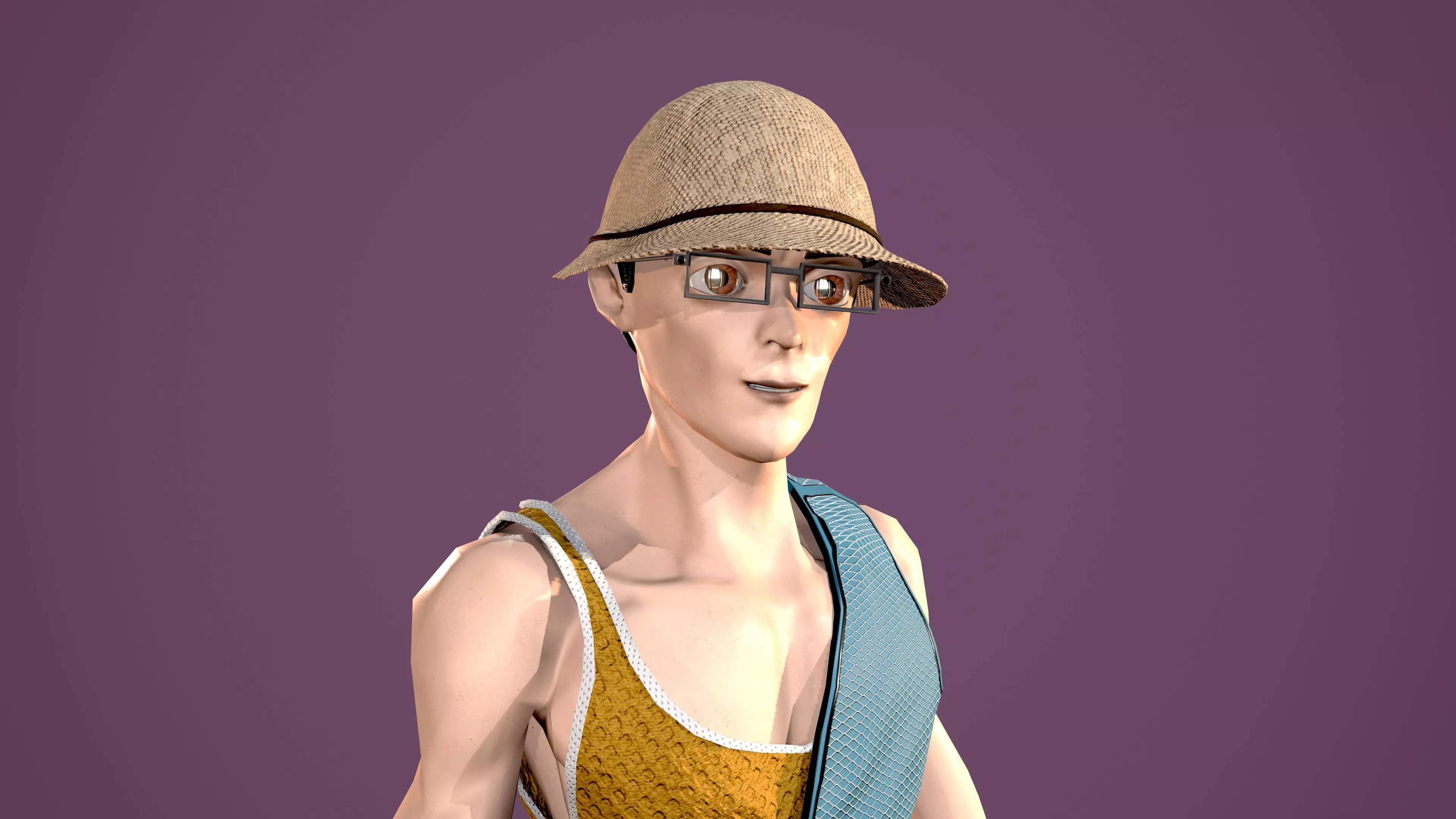 Archer boy with bow and arrow Low-poly 3D model_0