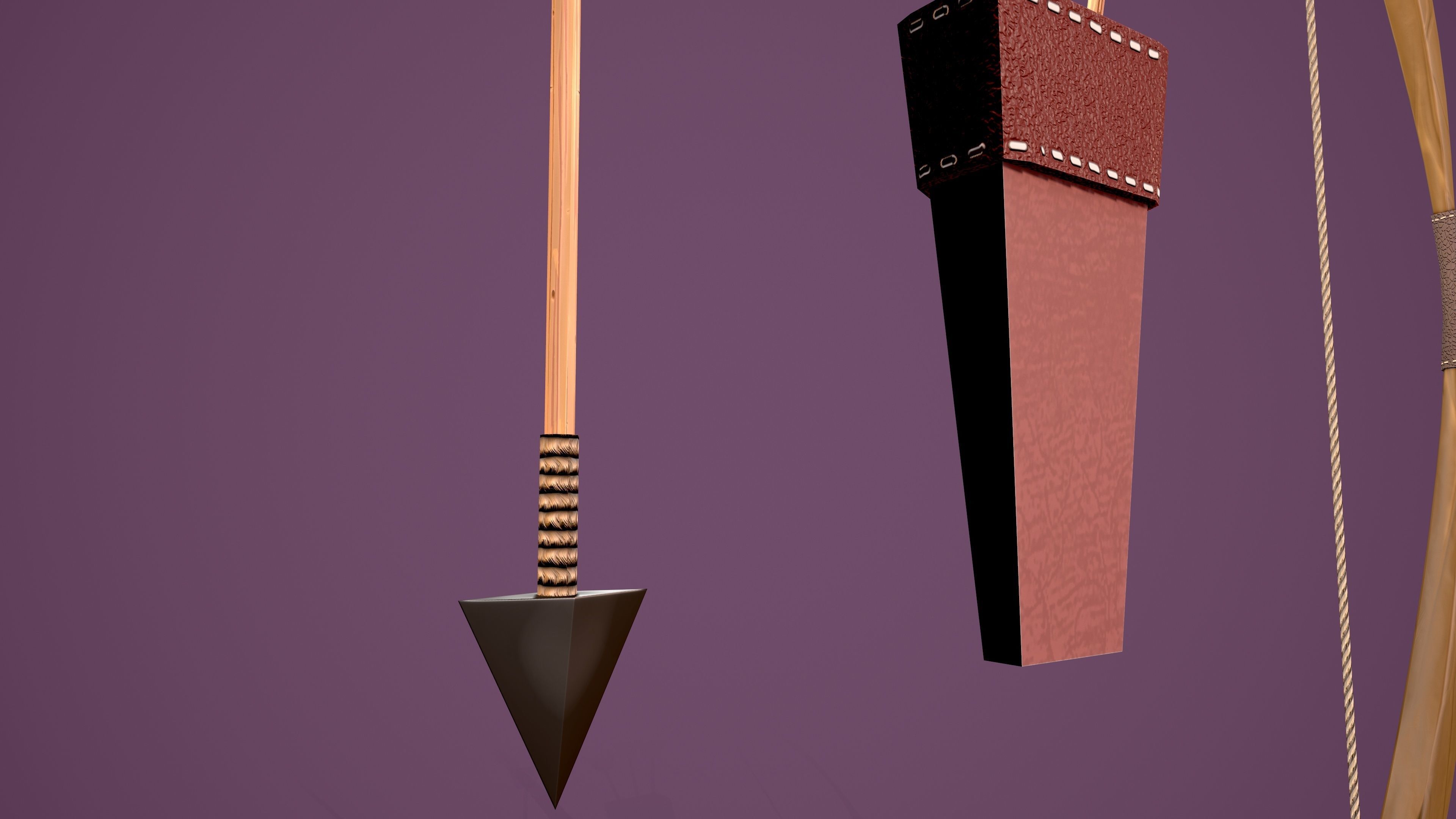 Archer boy with bow and arrow Low-poly 3D model_13