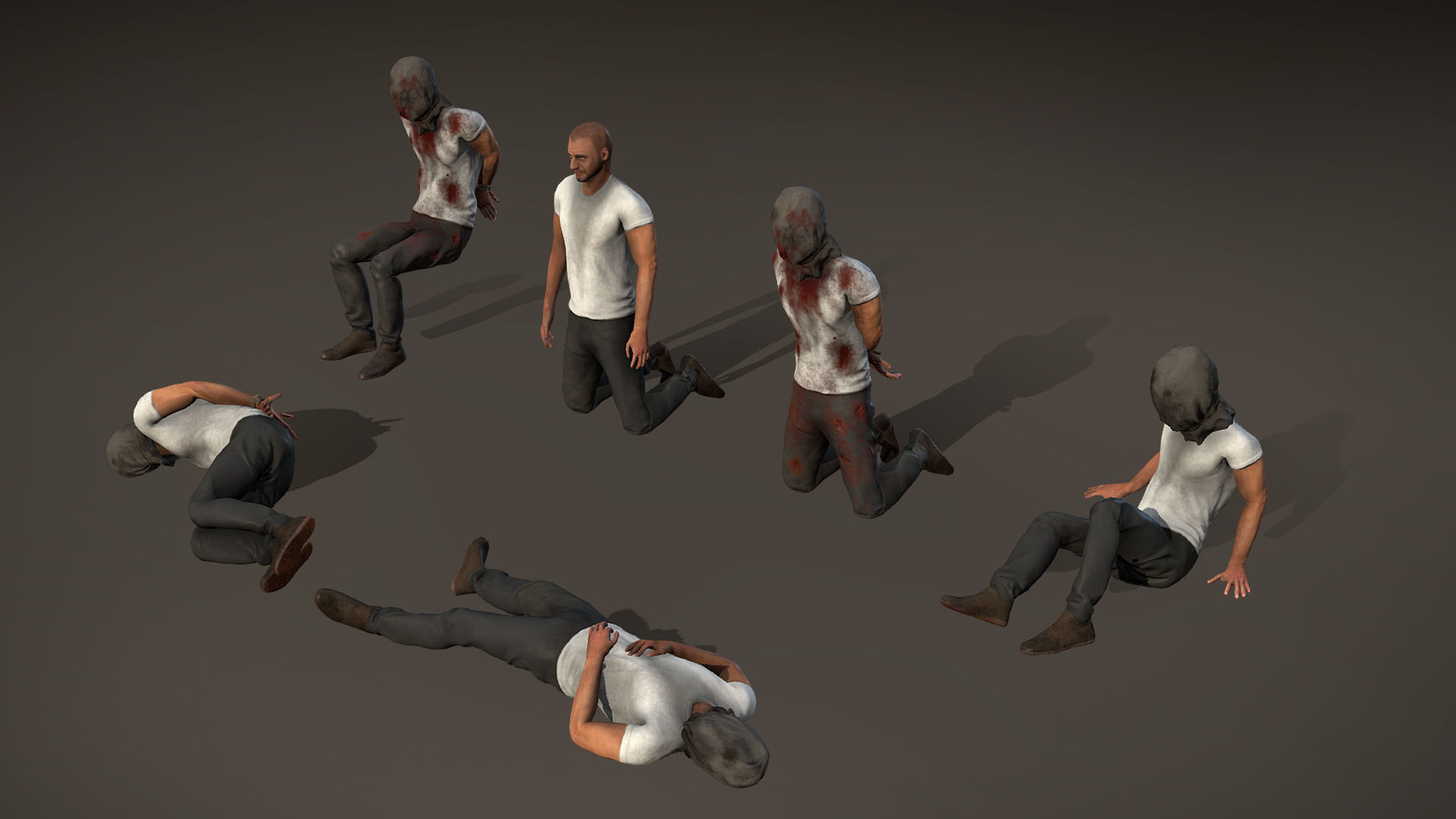 Hostage Prisoner asset with idle Animations Low-poly 3D model_2