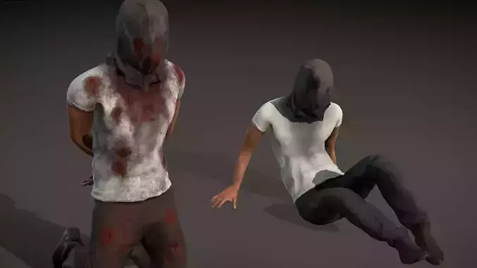 Hostage Prisoner asset with idle Animations Low-poly 3D model