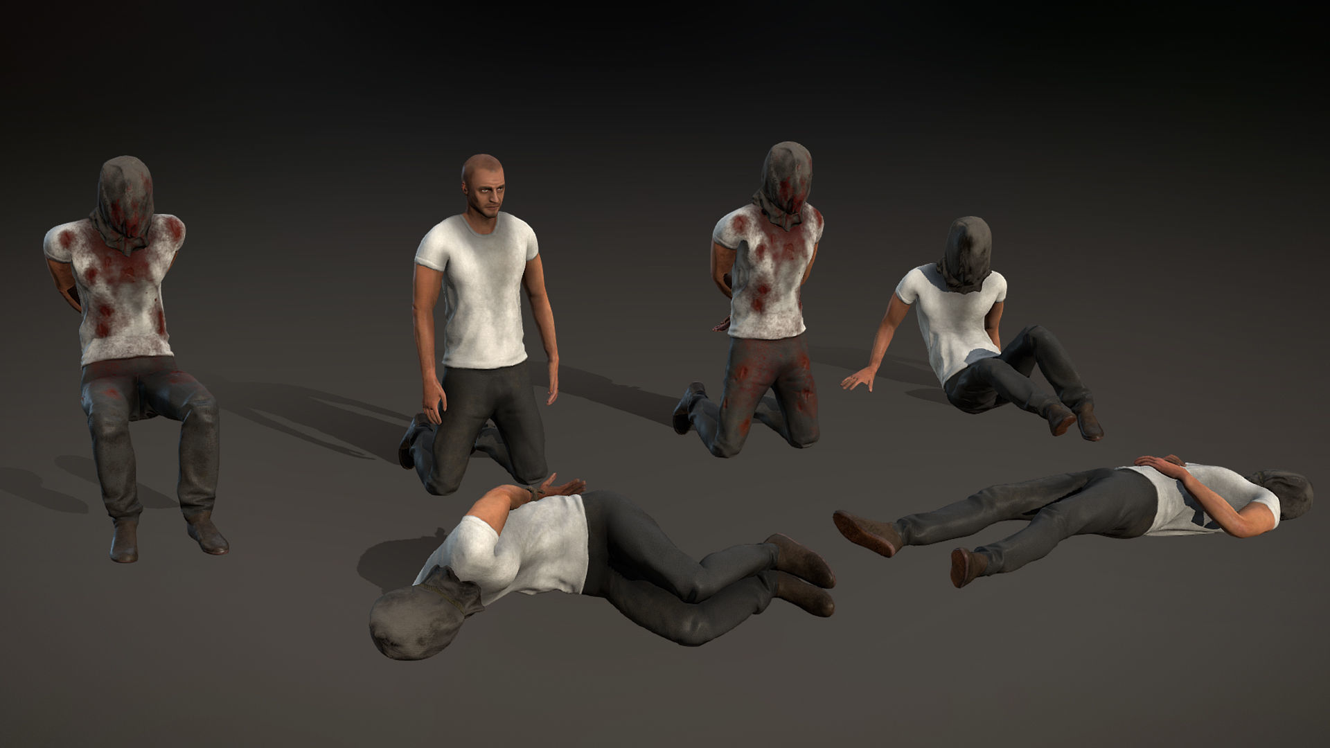 Hostage Prisoner asset with idle Animations Low-poly 3D model_1