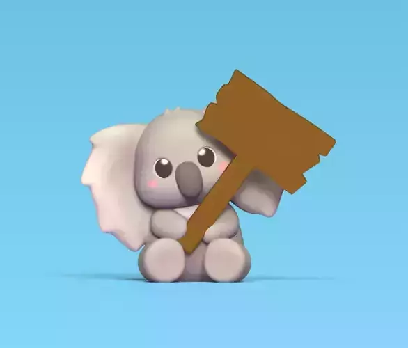 Koala Holding Sign