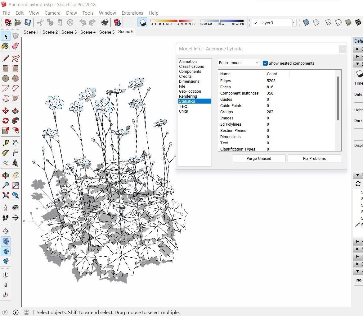 Plant Anemone hybrida - Pink Anemone Low-poly 3D model_5