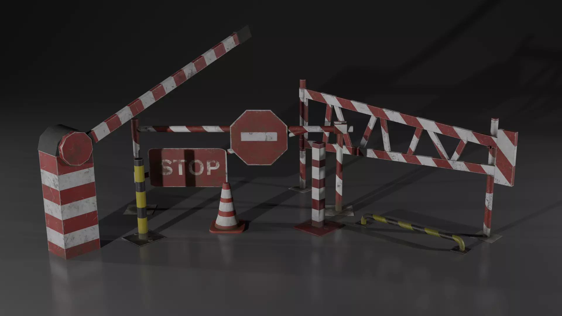 Barriers pole Low-poly 3D model_0