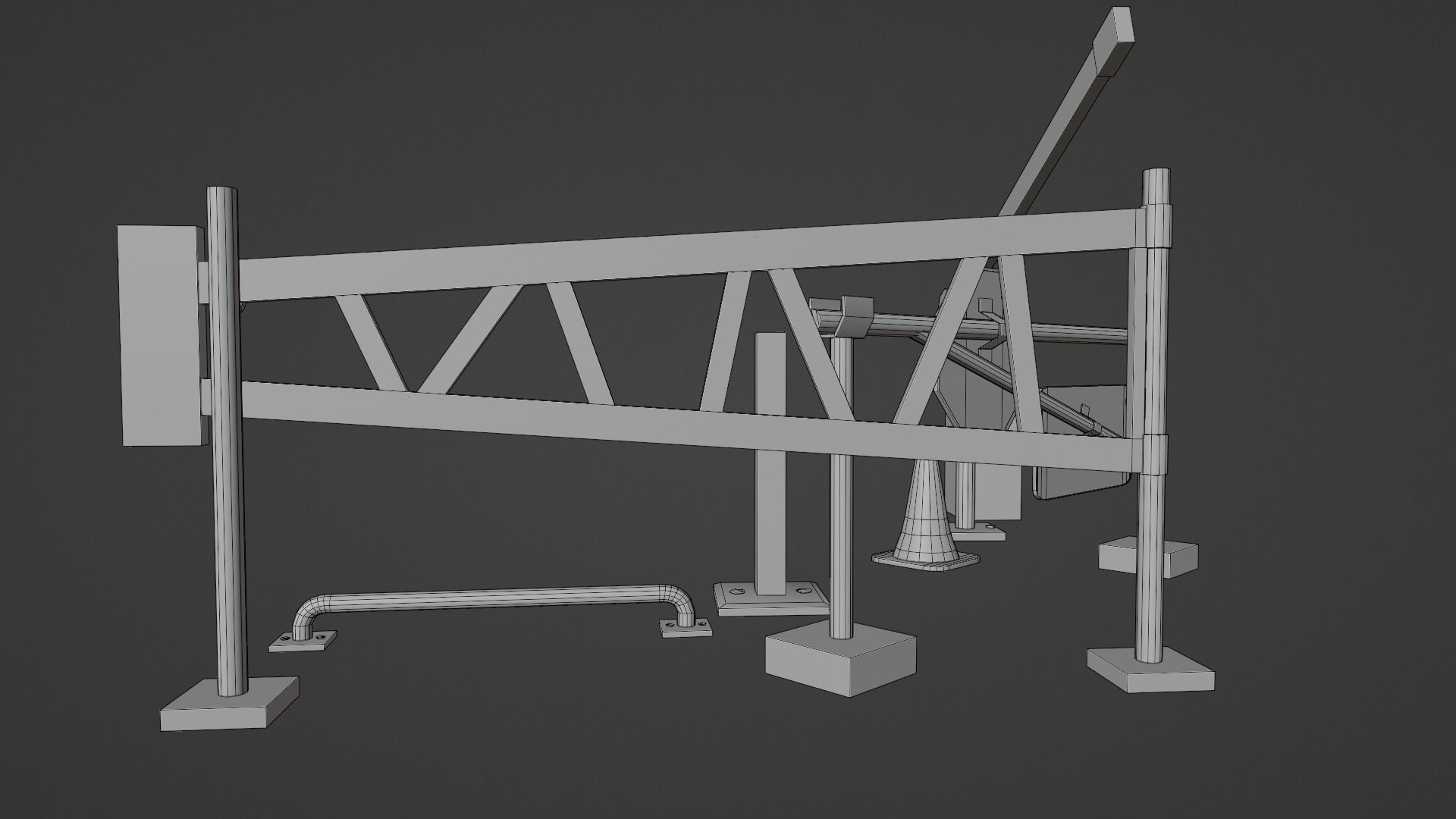 Barriers pole Low-poly 3D model_16