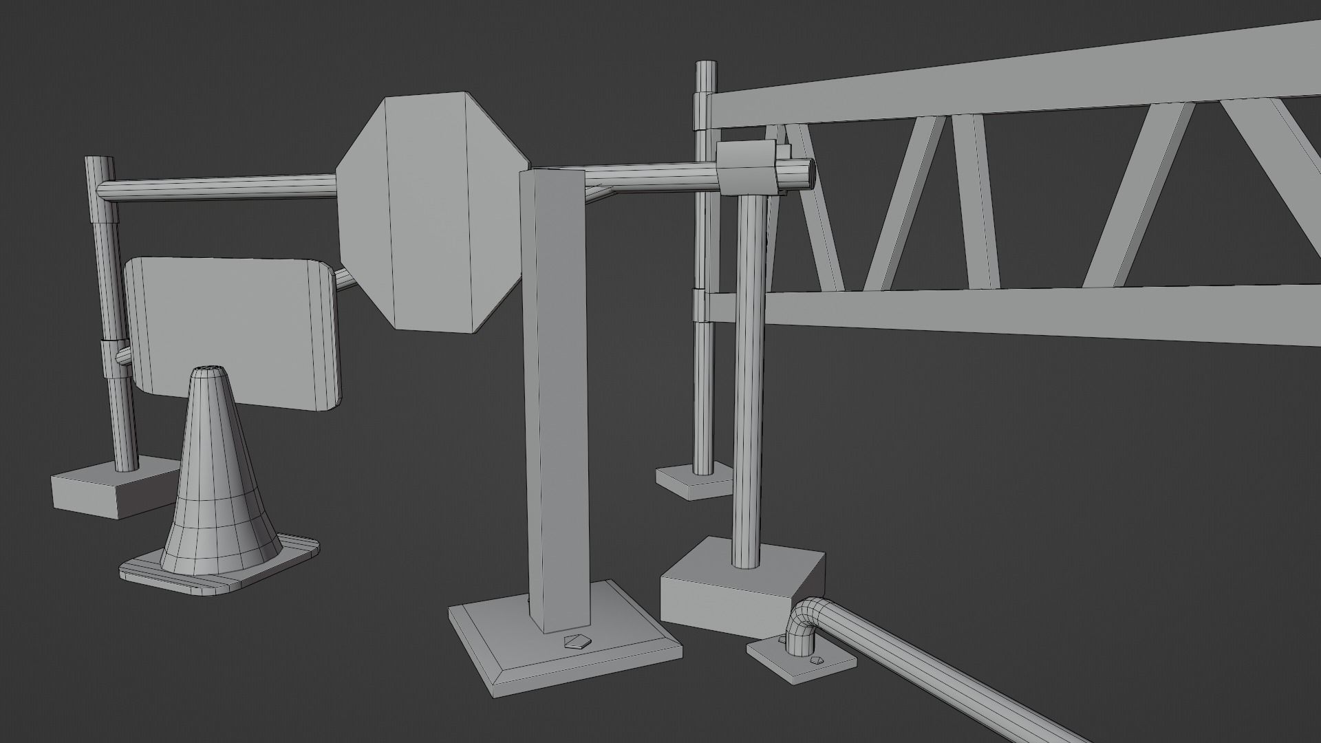 Barriers pole Low-poly 3D model_17