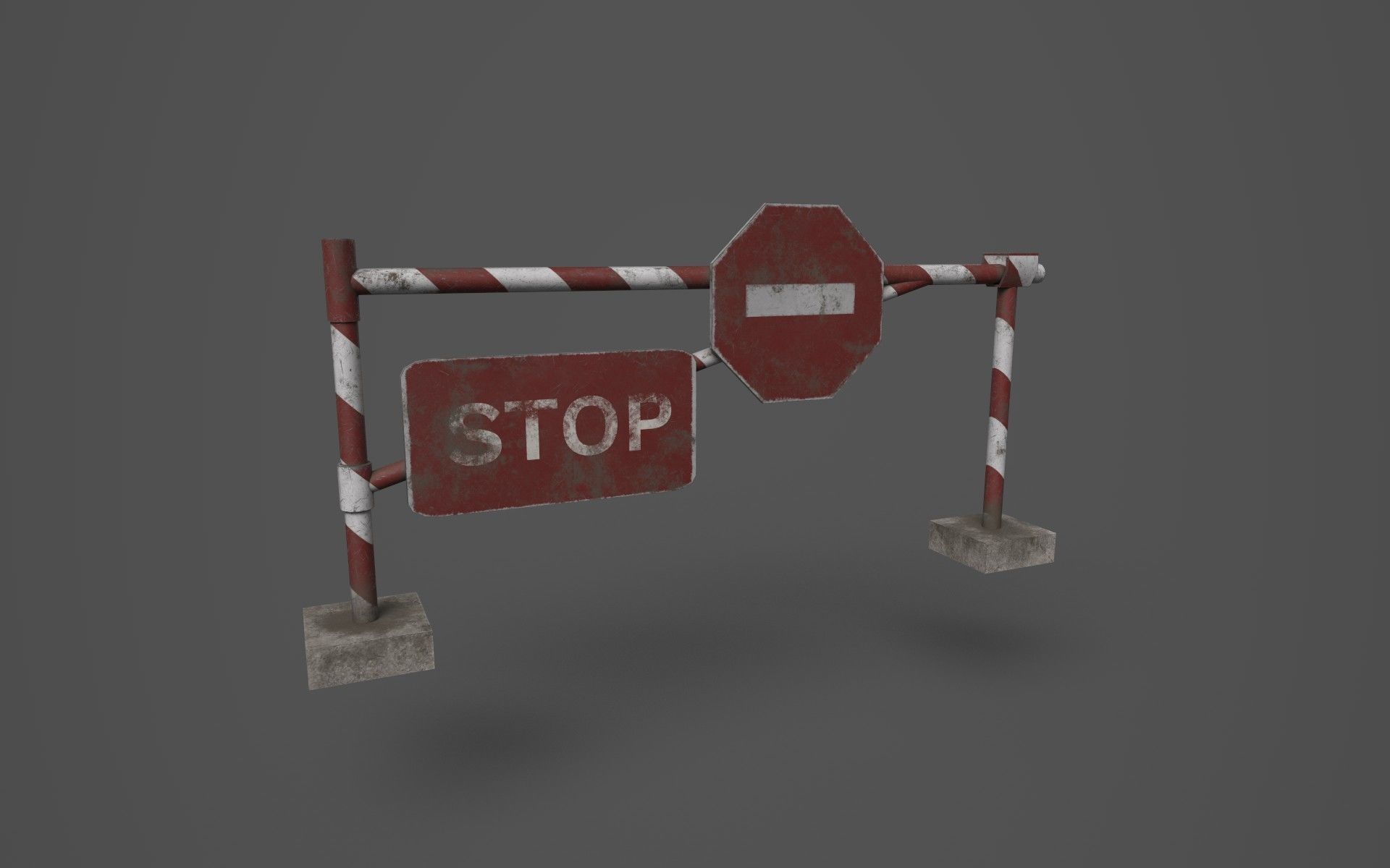 Barriers pole Low-poly 3D model_7