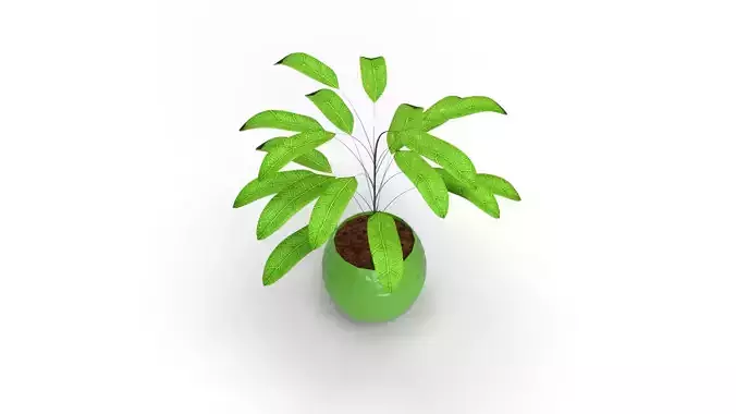 High detailed model of a plant with vase