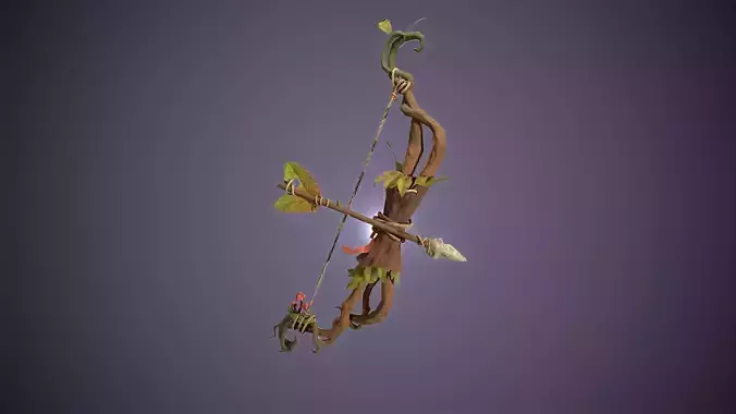 Stylized Wood Bow and Arrow Low-poly 3D model