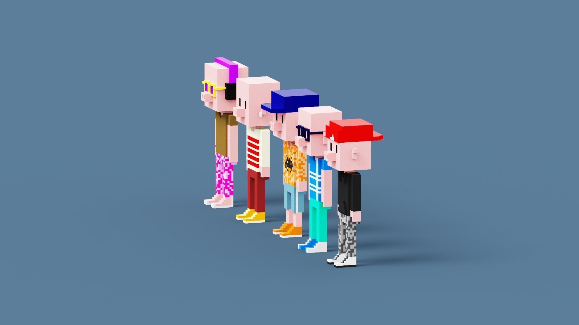 NFT Voxel Pig Characters Low-poly 3D model_4