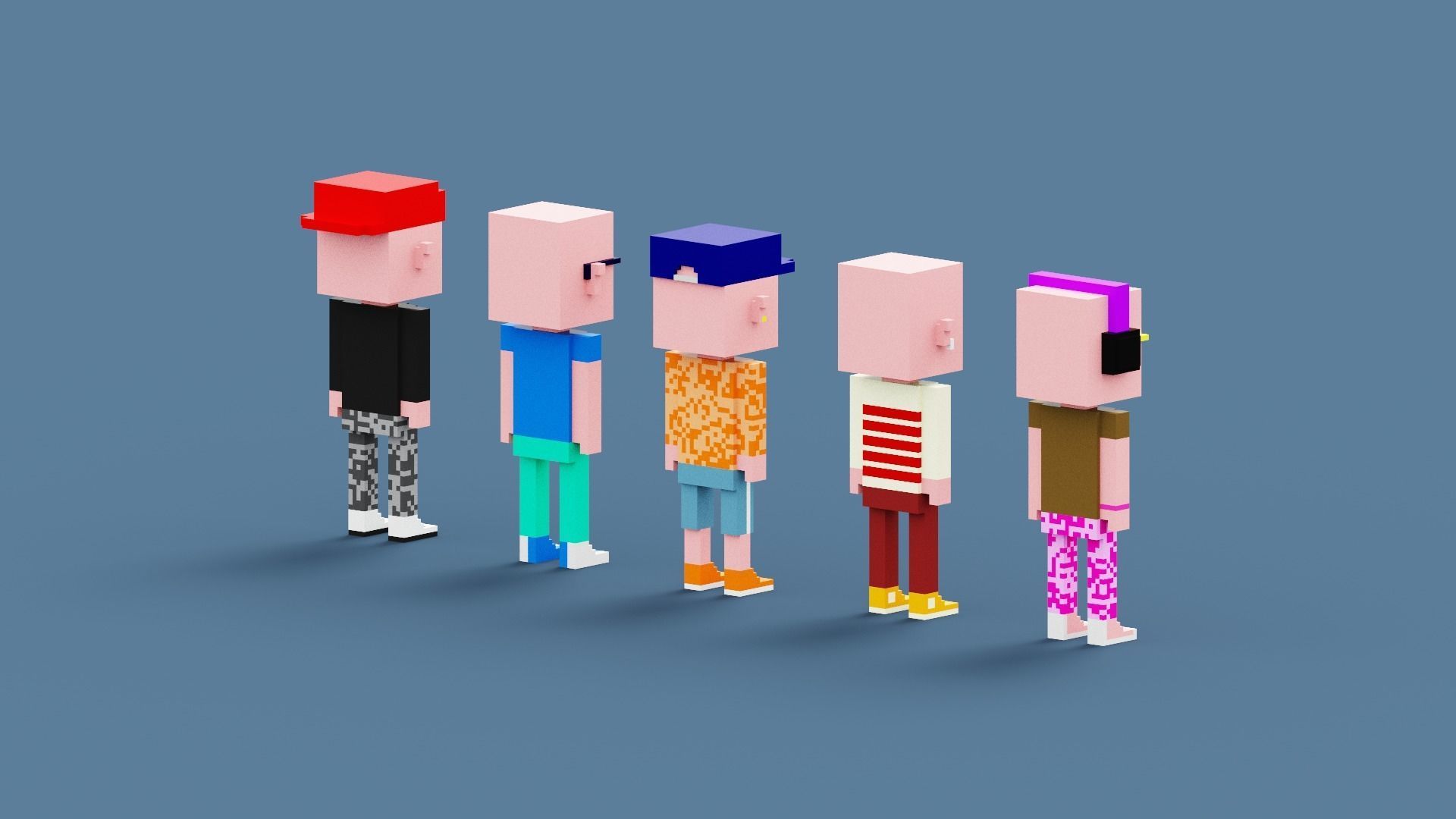 NFT Voxel Pig Characters Low-poly 3D model_9