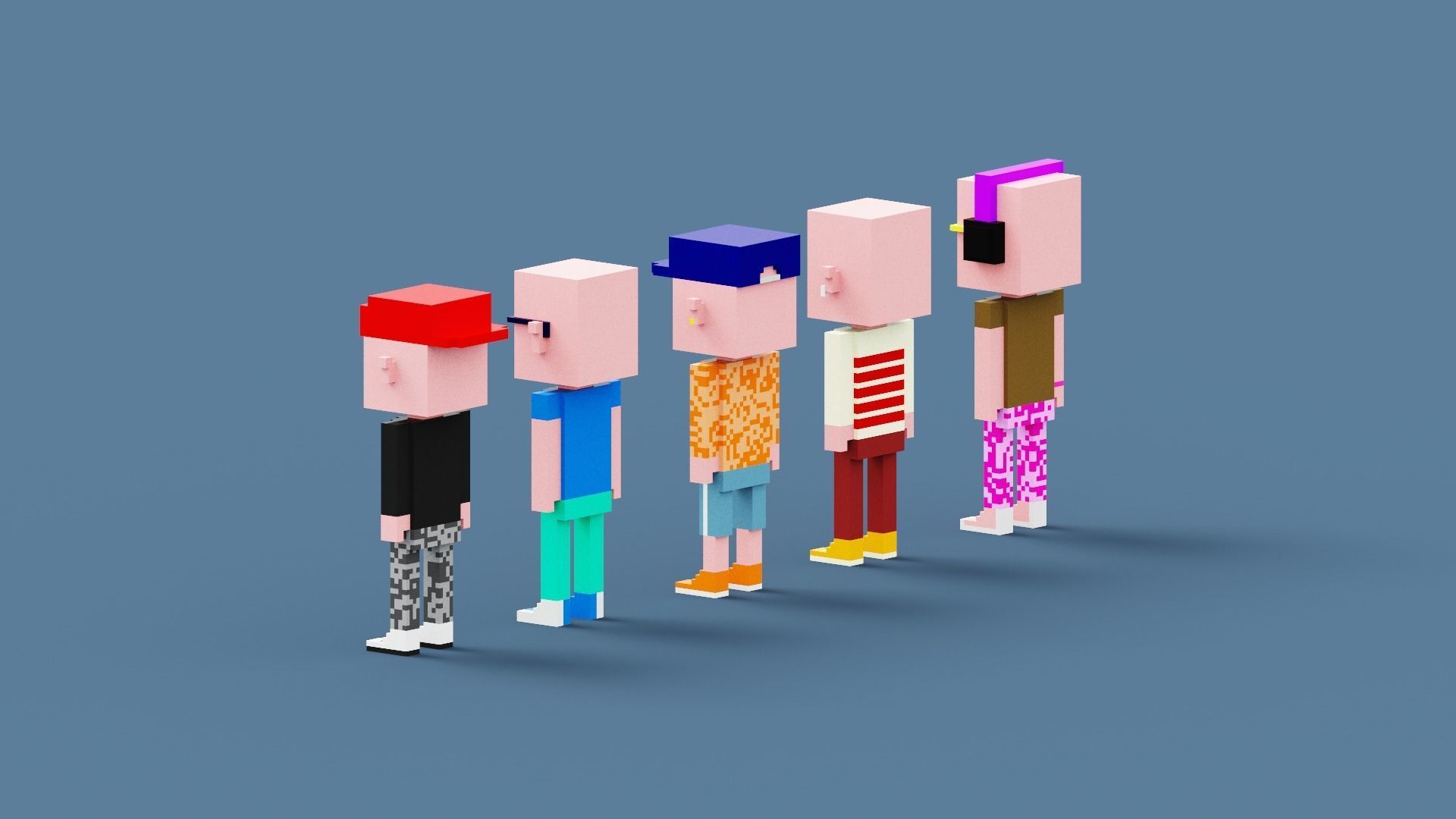 NFT Voxel Pig Characters Low-poly 3D model_3