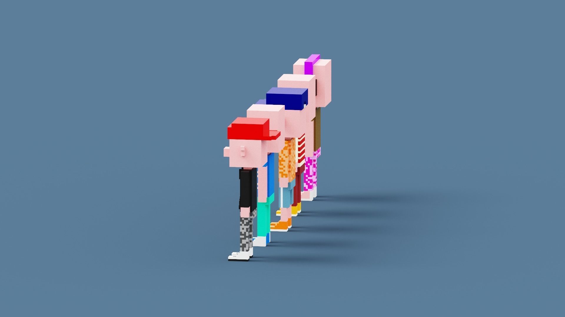 NFT Voxel Pig Characters Low-poly 3D model_5