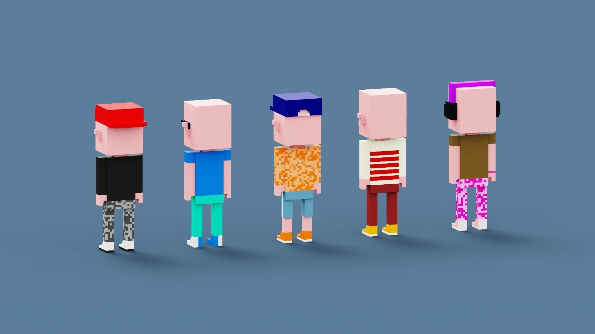 NFT Voxel Pig Characters Low-poly 3D model_6