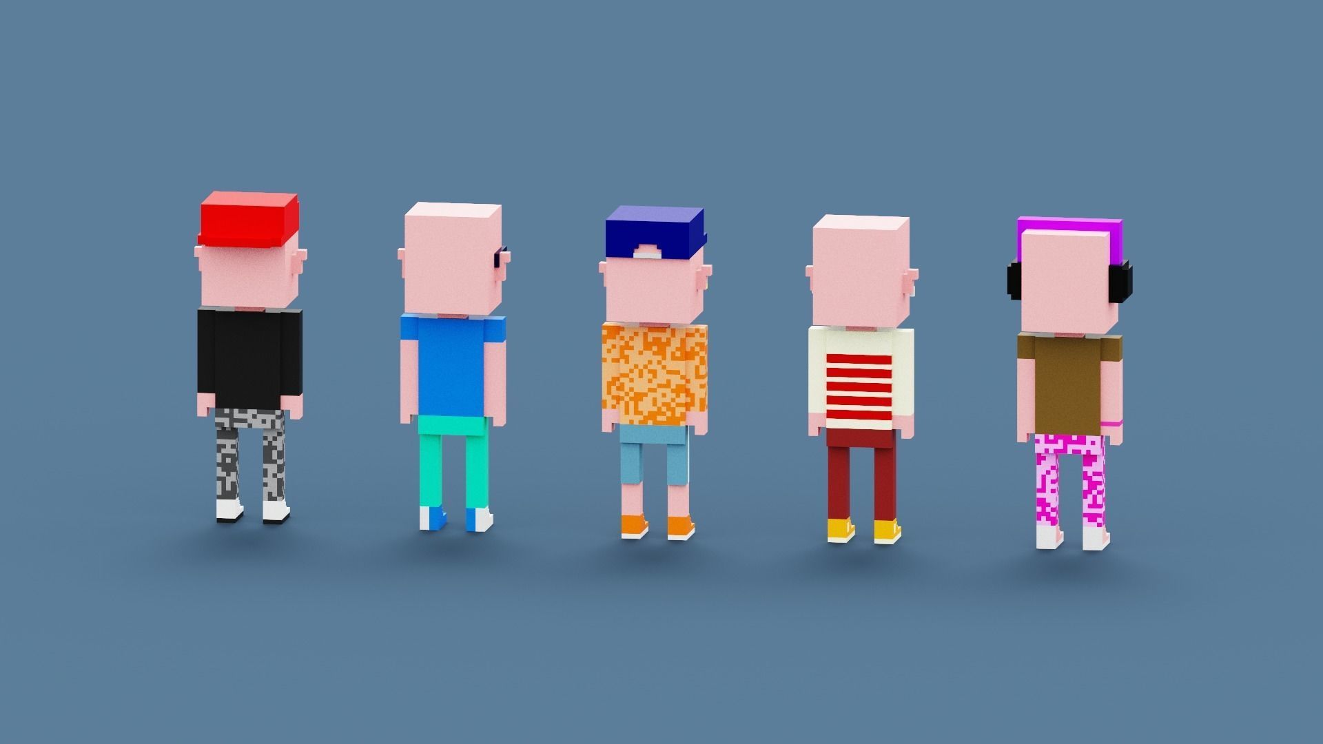 NFT Voxel Pig Characters Low-poly 3D model_7