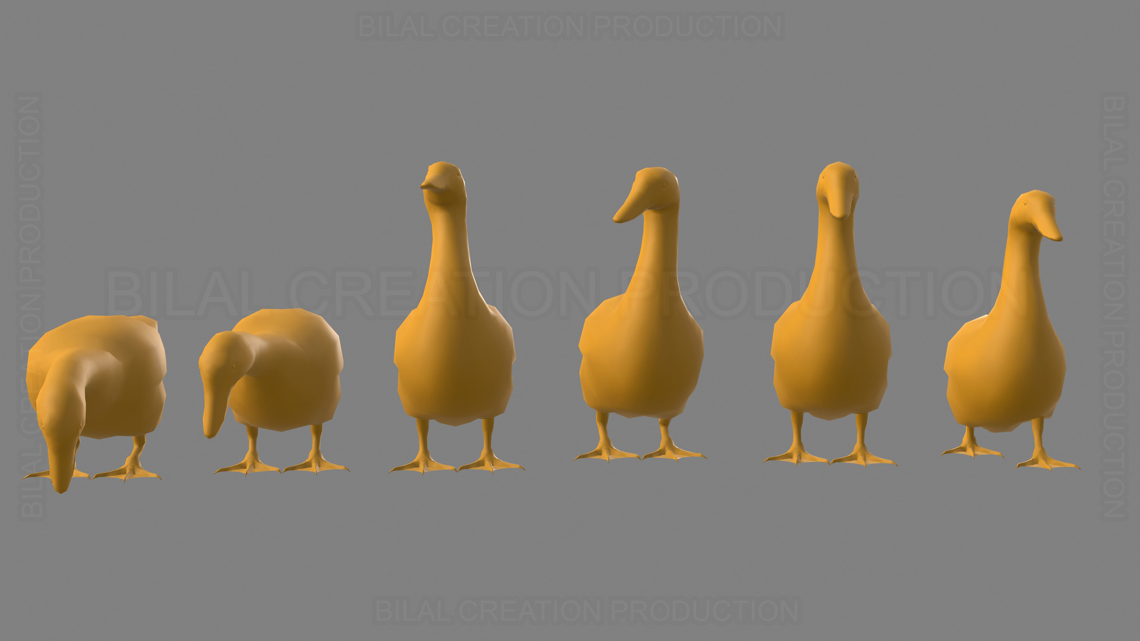 Duck Rigged Animated 3 Low-poly 3D model_21