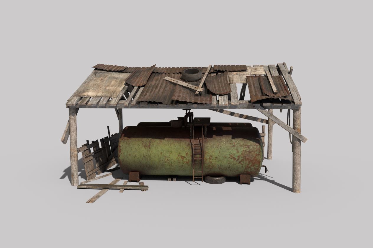 Old oil tank in open storage 3D model_2